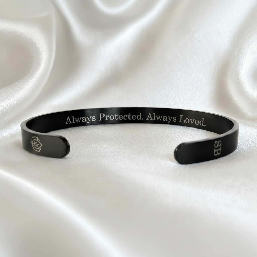 PRE-ORDER Black Lord Shiva Bracelet with "Always Protected. Always Loved." inside