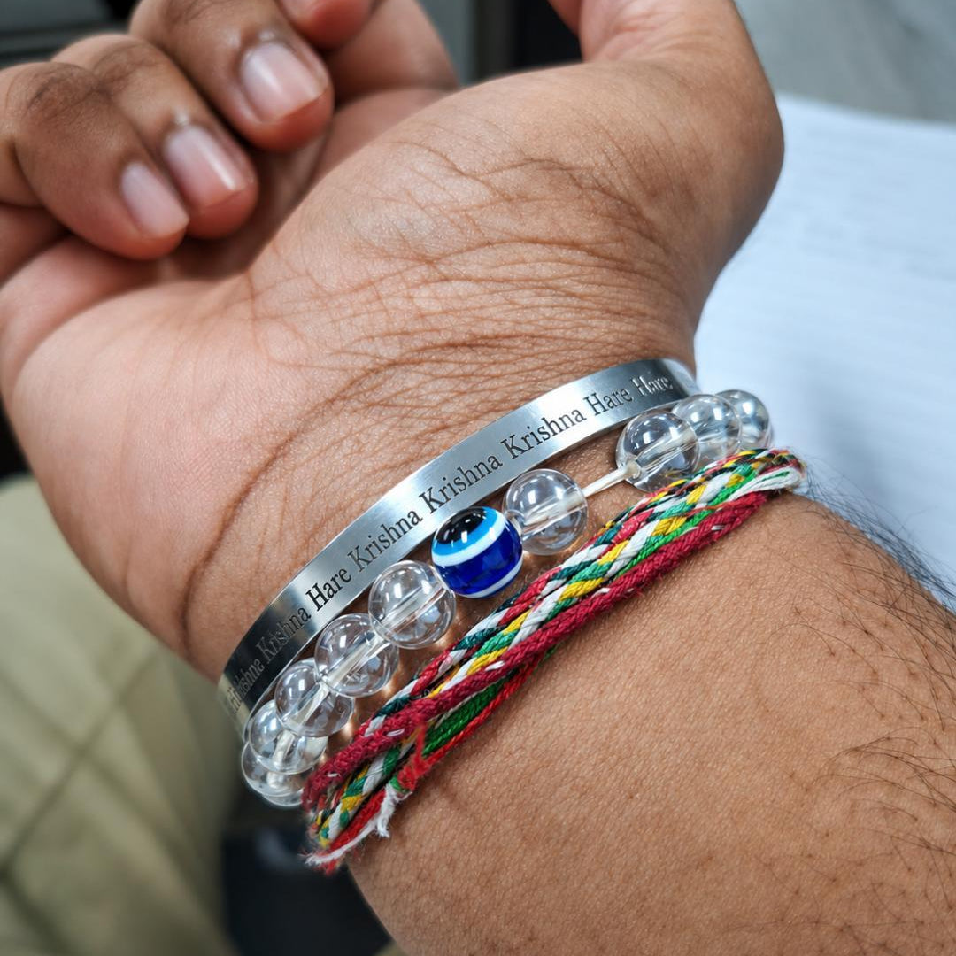 Krishna Maha Mantra Bracelet (Silver)