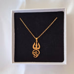 Tamil Om Trishul Pendant Necklace (Gold Plated)