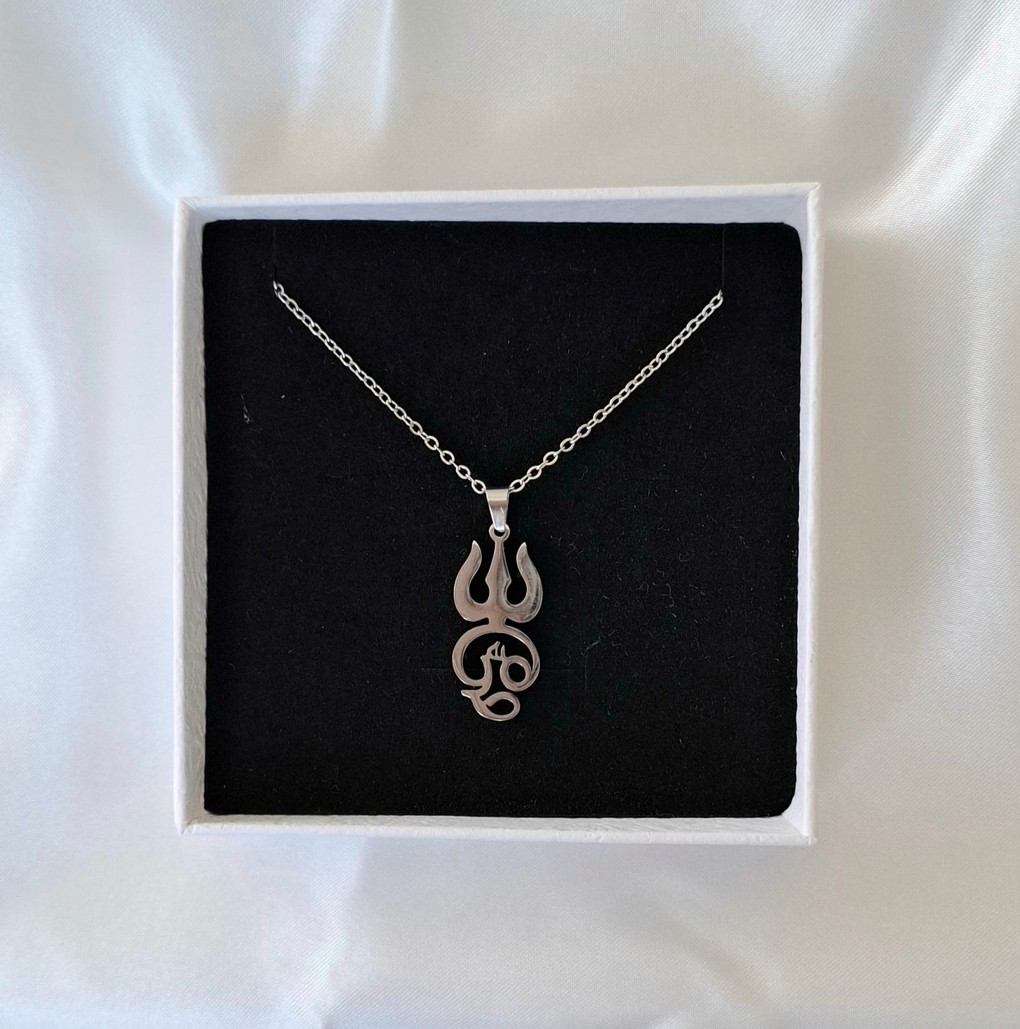 Tamil Om Trishul Pendant Necklace (Stainless Steel)
