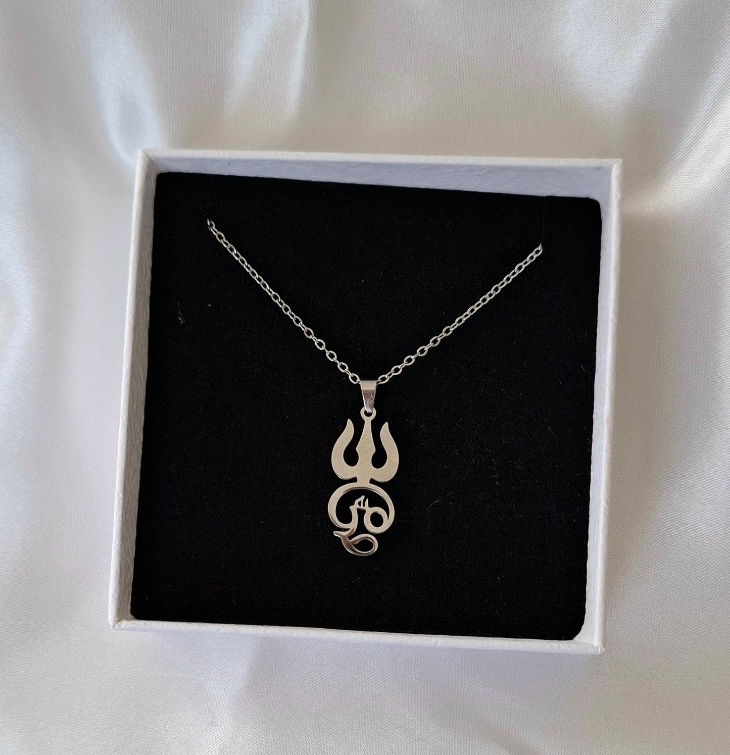 Tamil Om Trishul Pendant Necklace (Stainless Steel)